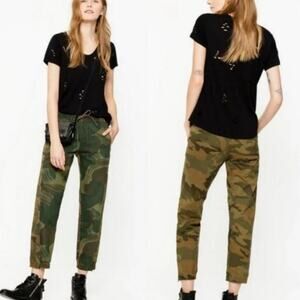 Zadig & Voltaire Parona 2 Tone Camo Panel Cotton Canvas Jogger Pants 36 S